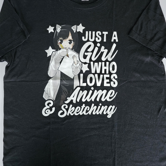 Anime Girl Just A Girl Who Loves Anime And Sketching Drawing Women T-shirt - Picture 2 of 4